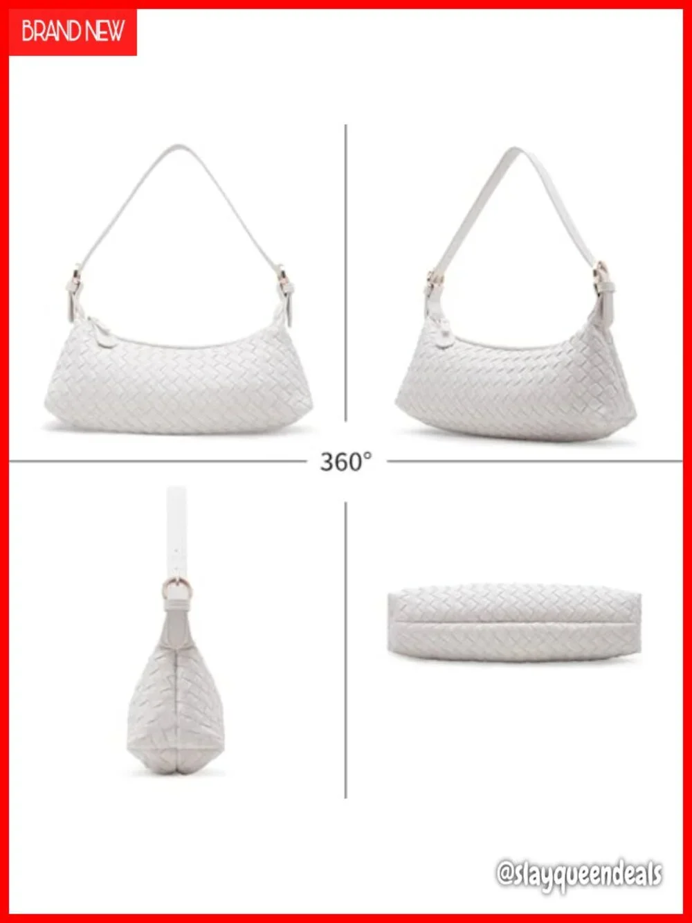 Woven Hobo Shoulder Bag Crossbody Vegan Leather Adjustable Strap